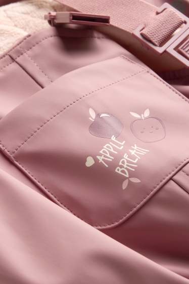 Baby: meisjes - Appel - babyregenbroek - waterdicht - fuchsiarood