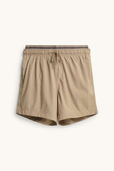 Men - Swim shorts - 2-in-1 look - beige