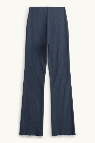 Dámské - Flared legíny - strukturované - modrá