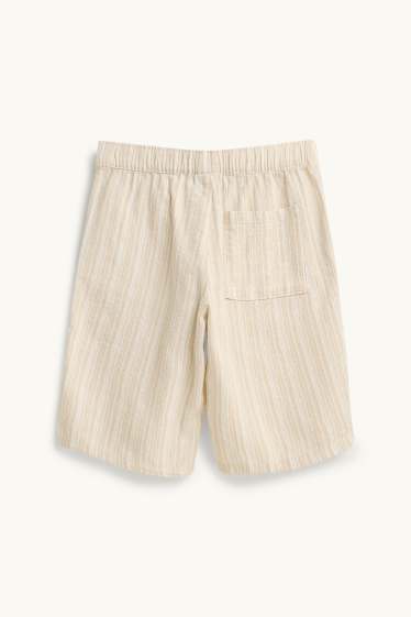 Children Boys - Bermuda shorts - striped - textured - beige