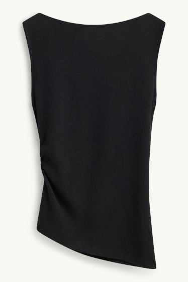 Donna - Top - a coste - nero