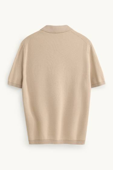 Hommes - Polo en maille - regular fit - finition texturée - beige