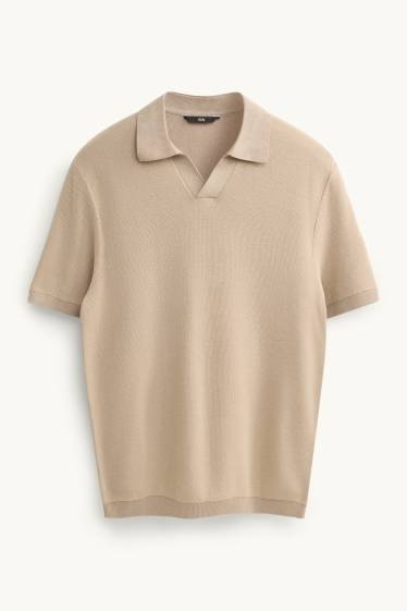 Hommes - Polo en maille - regular fit - finition texturée - beige