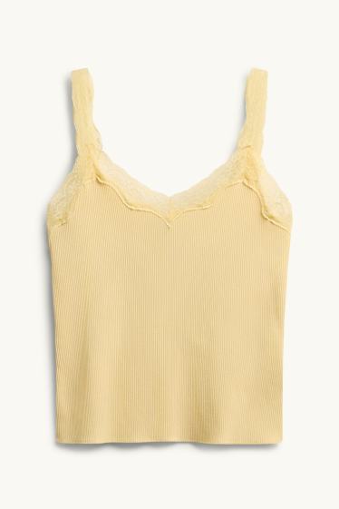 Dámské - Top - žebrovaný - žlutá