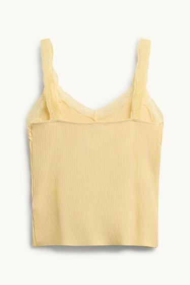 Dámské - Top - žebrovaný - žlutá