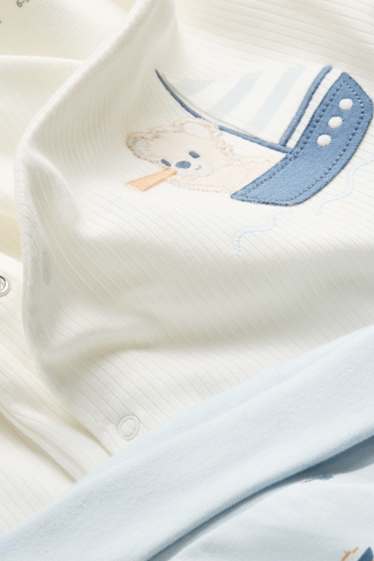 Baby Boys - Teddy bear and sailing boat - newborn outfit - 2 piece - white