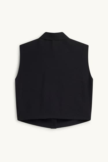 Femmes - Gilet sans manches - finition texturée - noir