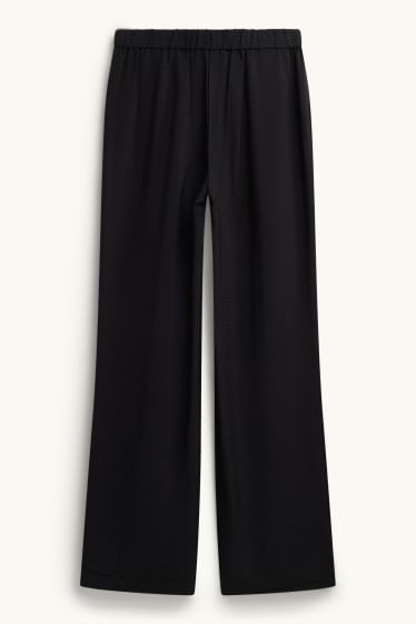 Femmes - Pantalon en toile - high waist - wide leg - noir