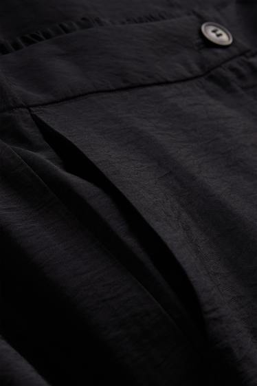 Femmes - Pantalon en toile - high waist - wide leg - noir