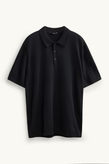 Bărbați - Tricou polo din tricot - regular fit - negru