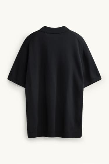 Bărbați - Tricou polo din tricot - regular fit - negru