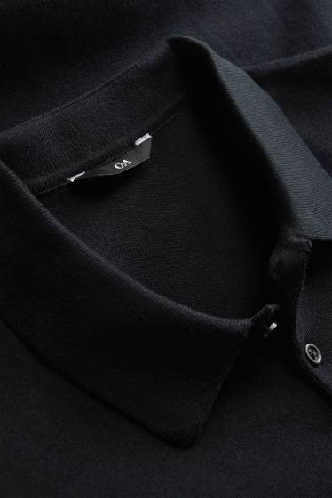 Bărbați - Tricou polo din tricot - regular fit - negru