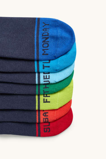 Copii - Băieți - Multipack 7 perechi - șosete sub gleznă cu motive - albastru