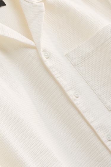 Herren - Hemd - Relaxed Fit - Reverskragen - strukturiert - weiss