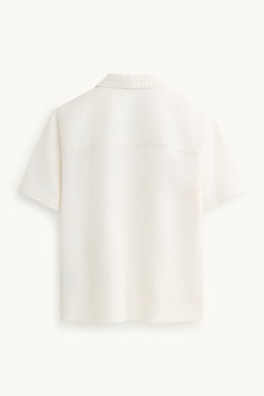 Herren - Hemd - Relaxed Fit - Reverskragen - strukturiert - weiss