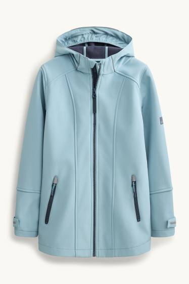 Bambine - Giacca soft shell con cappuccio - impermeabile - azzurro