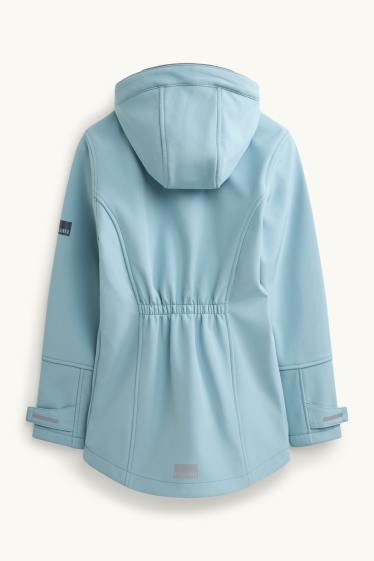 Bambine - Giacca soft shell con cappuccio - impermeabile - azzurro