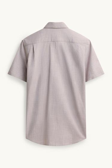 Hommes - Chemise de bureau - regular fit - col button-down - gris