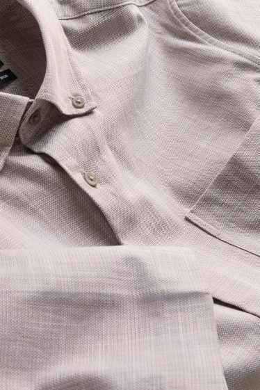Hommes - Chemise de bureau - regular fit - col button-down - gris