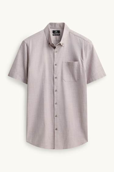 Hommes - Chemise de bureau - regular fit - col button-down - gris