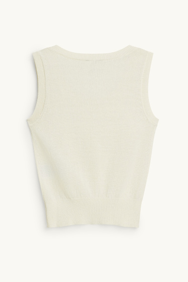 Femmes - Pull sans manches - blanc crème