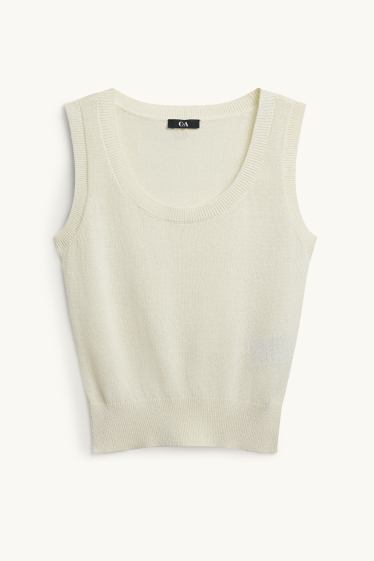 Femmes - Pull sans manches - blanc crème