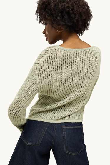 Women - Jumper - textured - light green