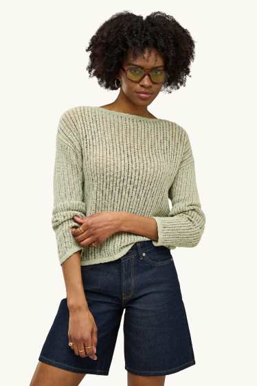 Women - Jumper - textured - light green