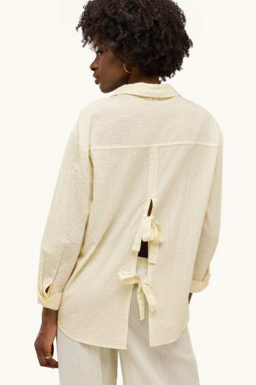 Dames - Overhemdblouse - gestreept - lichtgeel