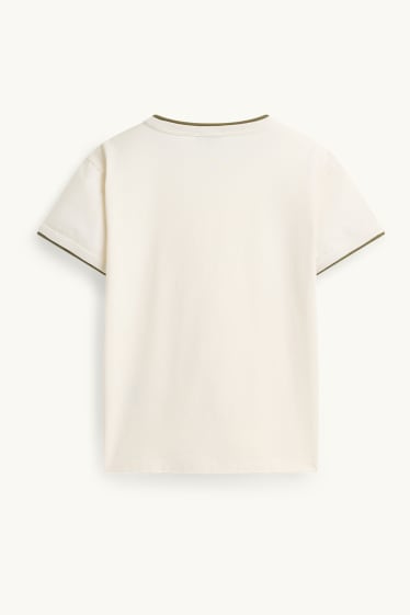 Donna - T-shirt - regular fit - effetto sovrapposto - bianco crema