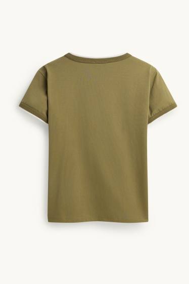 Donna - T-shirt - regular fit - effetto sovrapposto - kaki