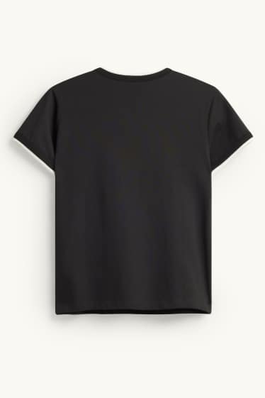 Donna - T-shirt - regular fit - effetto sovrapposto - nero
