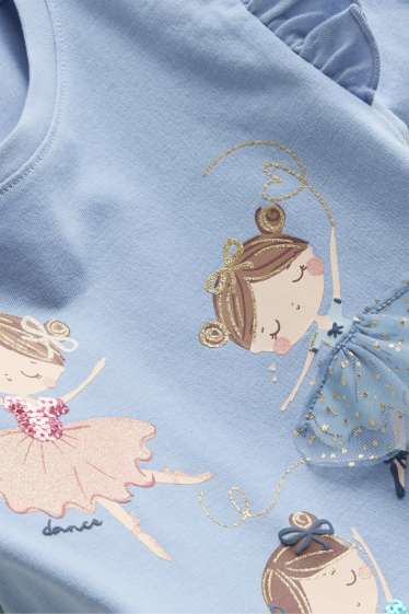Children Girls - Ballerina - long sleeve top - shiny - light blue