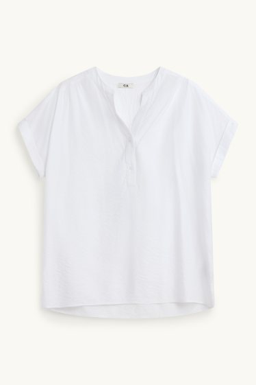 Femei - Bluză cu decolteu în V - structurată - alb