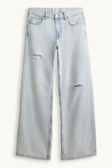 Femmes - Wide leg jean - low waist - bleu clair