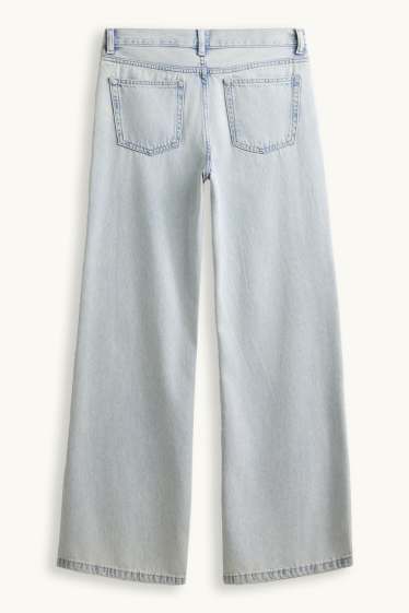 Femmes - Wide leg jean - low waist - bleu clair