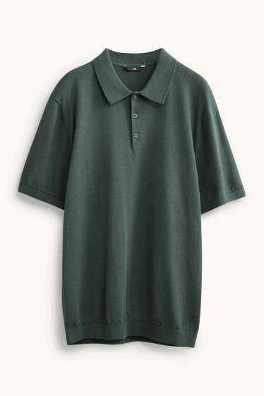 Bărbați - Tricou polo din tricot - regular fit - verde închis