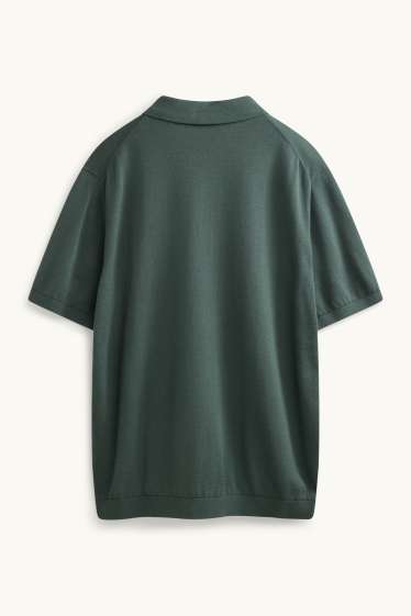 Bărbați - Tricou polo din tricot - regular fit - verde închis