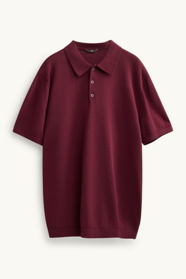 Bărbați - Tricou polo din tricot - regular fit - bordo