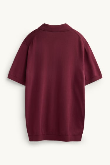 Bărbați - Tricou polo din tricot - regular fit - bordo