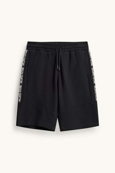 Kinder Buben - Sweatshorts - strukturiert - schwarz