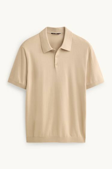 Herren - Strick-Poloshirt - Regular Fit - beige