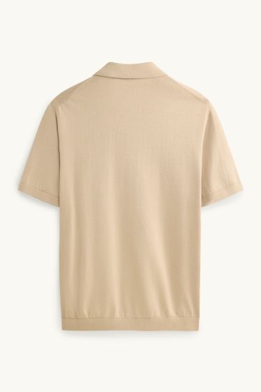 Herren - Strick-Poloshirt - Regular Fit - beige