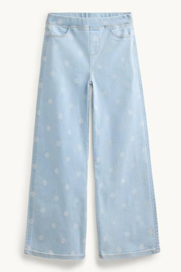 Enfants filles - Wide leg jeggings - à pois - jean bleu clair