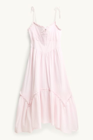 Damen - Fit & Flare Kleid - gestreift - rosa