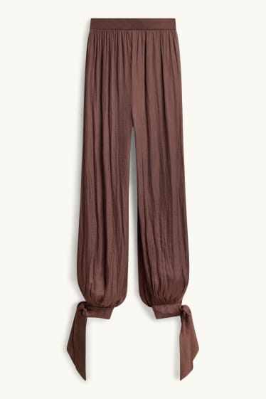 Damen - Stoffhose - Mid Waist - Balloon Fit - dunkelbraun