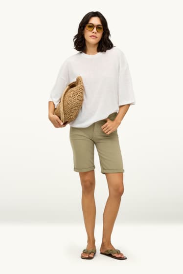 Damen - Jeans-Bermudas - khaki