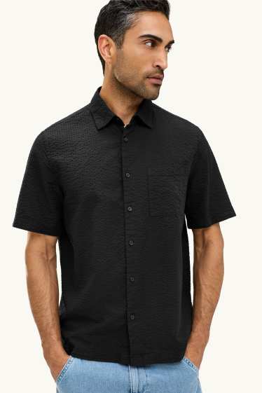 Uomo - Camicia - regular fit - collo all'italiana - nero