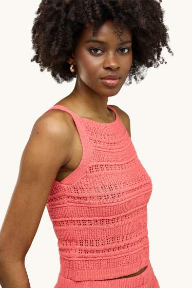 Damen - Top - strukturiert - coral