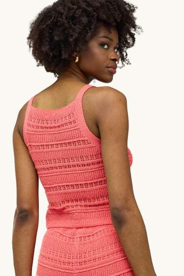 Damen - Top - strukturiert - coral